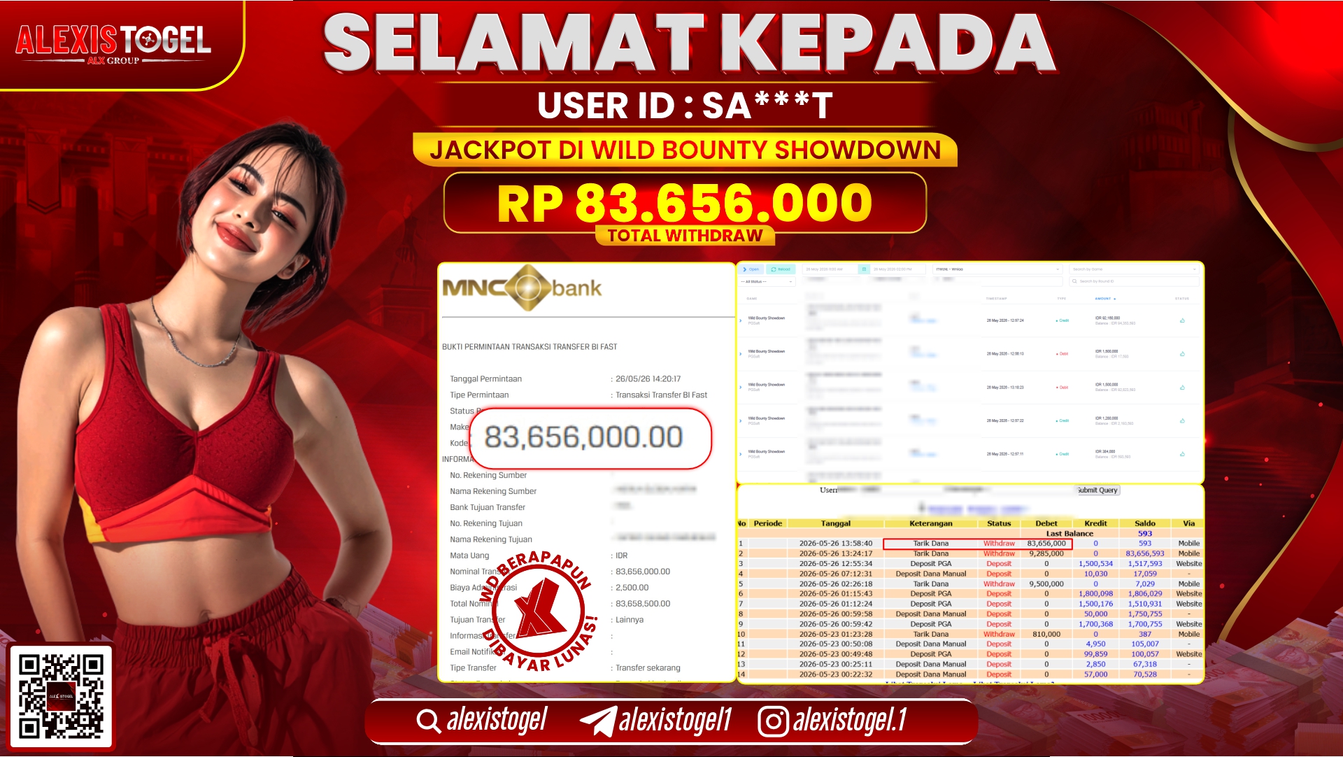 ALEXISTOGEL JACKPOT DI WILD BOUNTY SHOWDOWN RP.83.656.000,- LUNAS