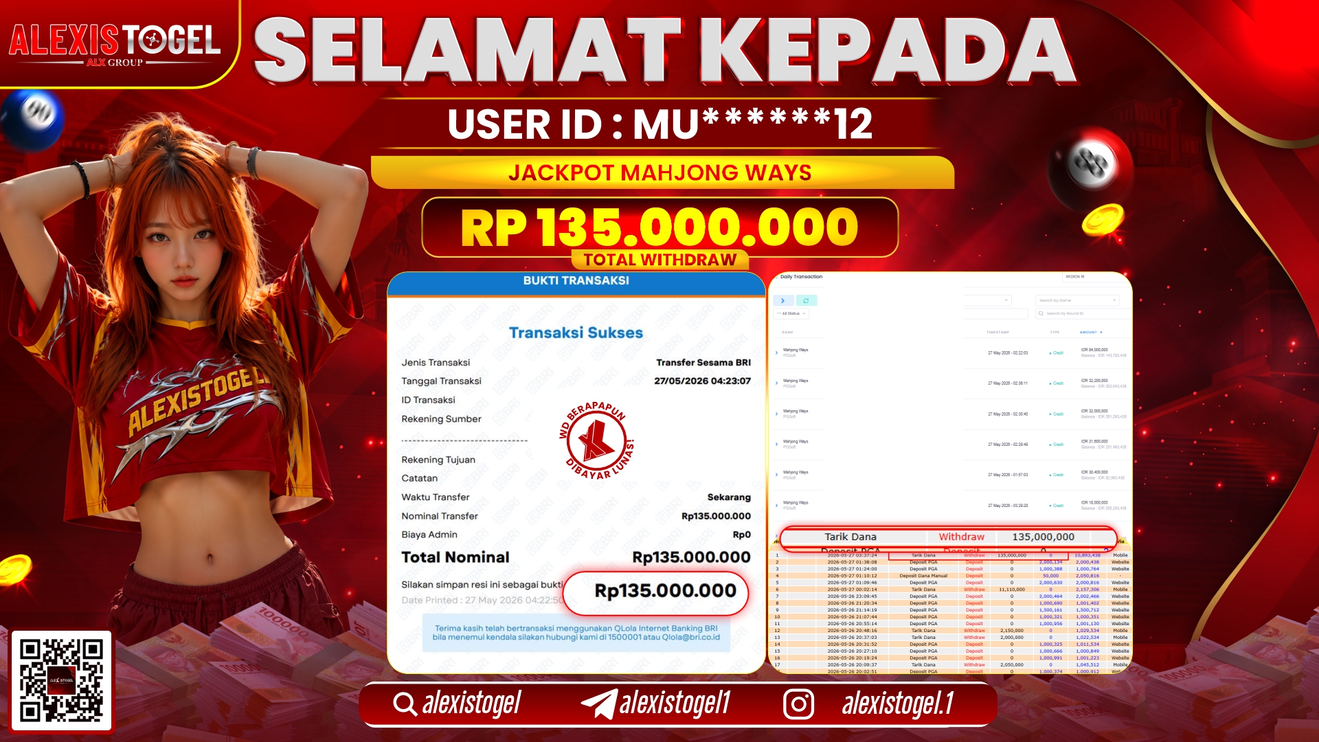 ALEXISTOGEL JACKPOT DI MAHJONG WAYS RP.135.000.000,- LUNAS