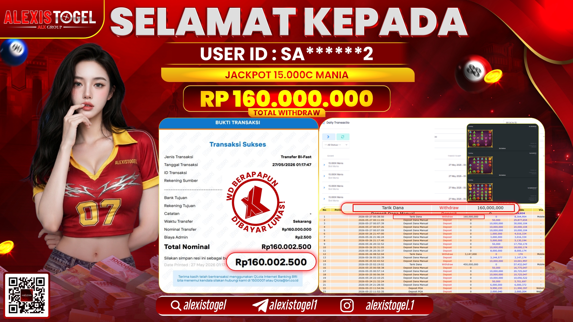 ALEXISTOGEL JACKPOT DI SLOT 15.000X MANIA RP.160.000.000,- LUNAS