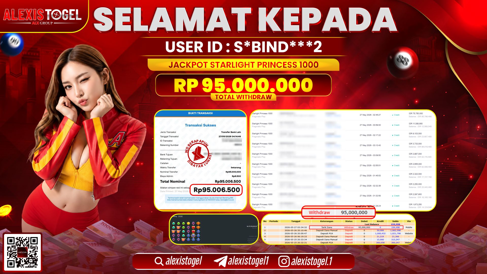 ALEXISTOGEL JACKPOT DI STARLIGHT PRINCESS 1000 RP.95.000.000,- LUNAS