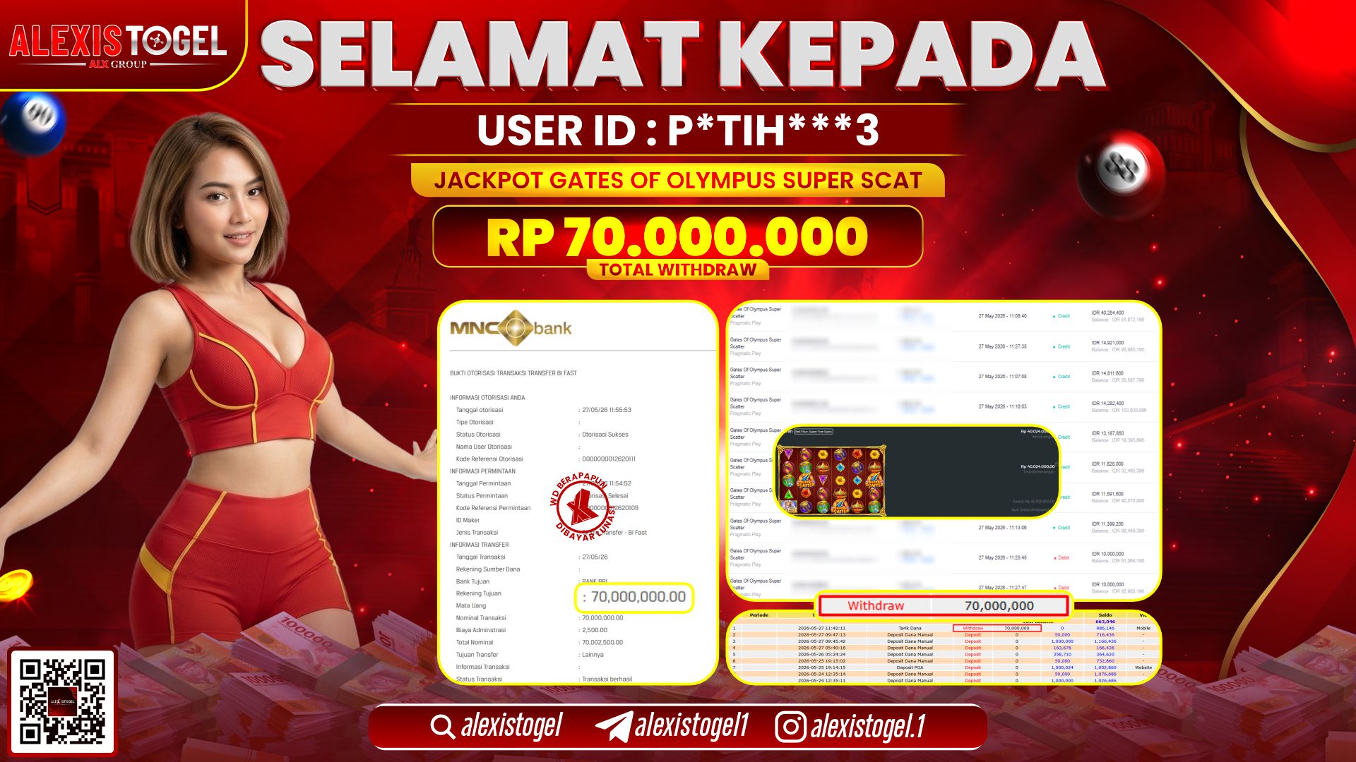 ALEXISTOGEL JACKPOT DI GATES OF OLYMPUS SUPER SCATTER RP.70.000.000,- LUNAS