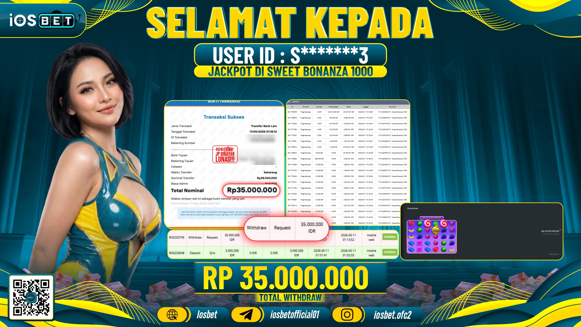Bukti Pembayaran LUNAS LIVE GAME GACOR Rp.101.000.000,-