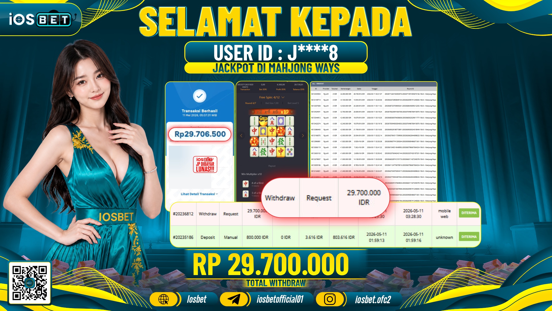 Bukti Pembayaran LUNAS SLOT GAME GACOR Rp.29.700.000,-