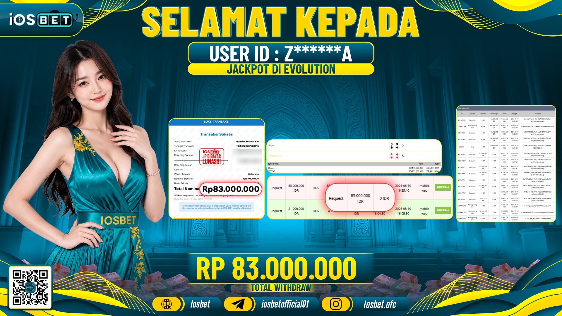 Bukti Pembayaran LUNAS LIVE GAME GACOR Rp.83.000.000,-