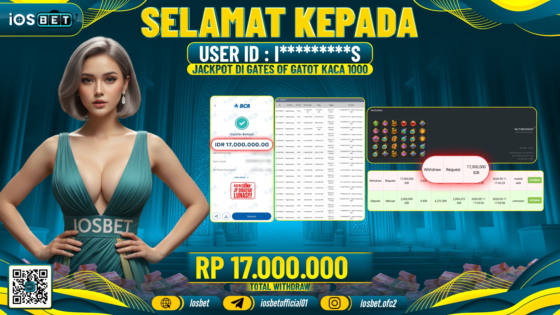 Bukti Pembayaran LUNAS SLOT GAME GACOR Rp.17.000.000,-