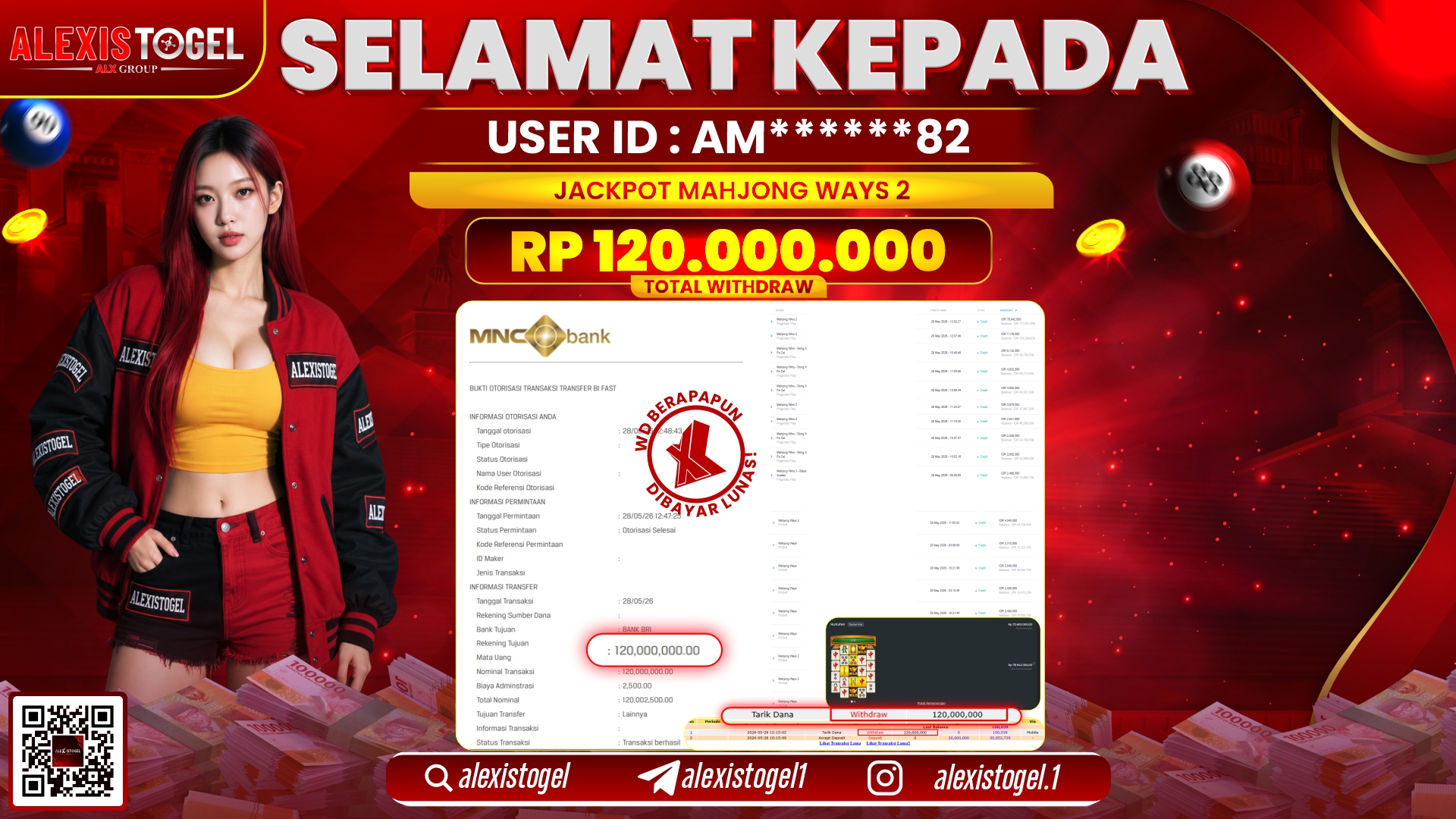 ALEXISTOGEL JACKPOT DI MAHJONG WAYS 2 RP.120.000.000,- LUNAS
