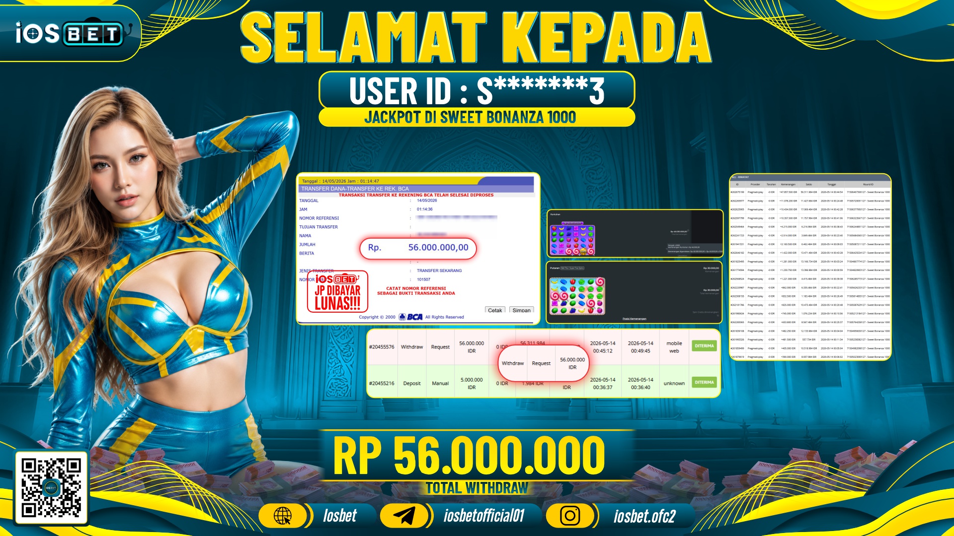 Bukti Pembayaran LUNAS SLOT GAME GACOR Rp.56.000.000,-
