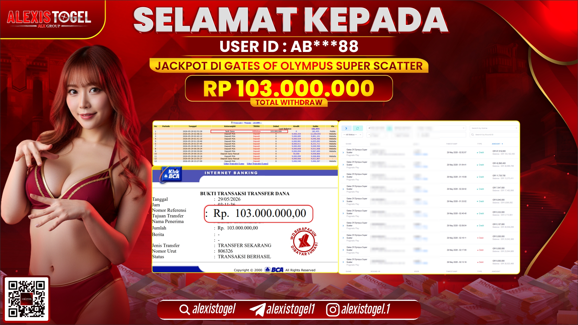 ALEXISTOGEL JACKPOT DI GATES OF OLYMPUS SUPER SCATTER RP.103.000.000,- LUNAS