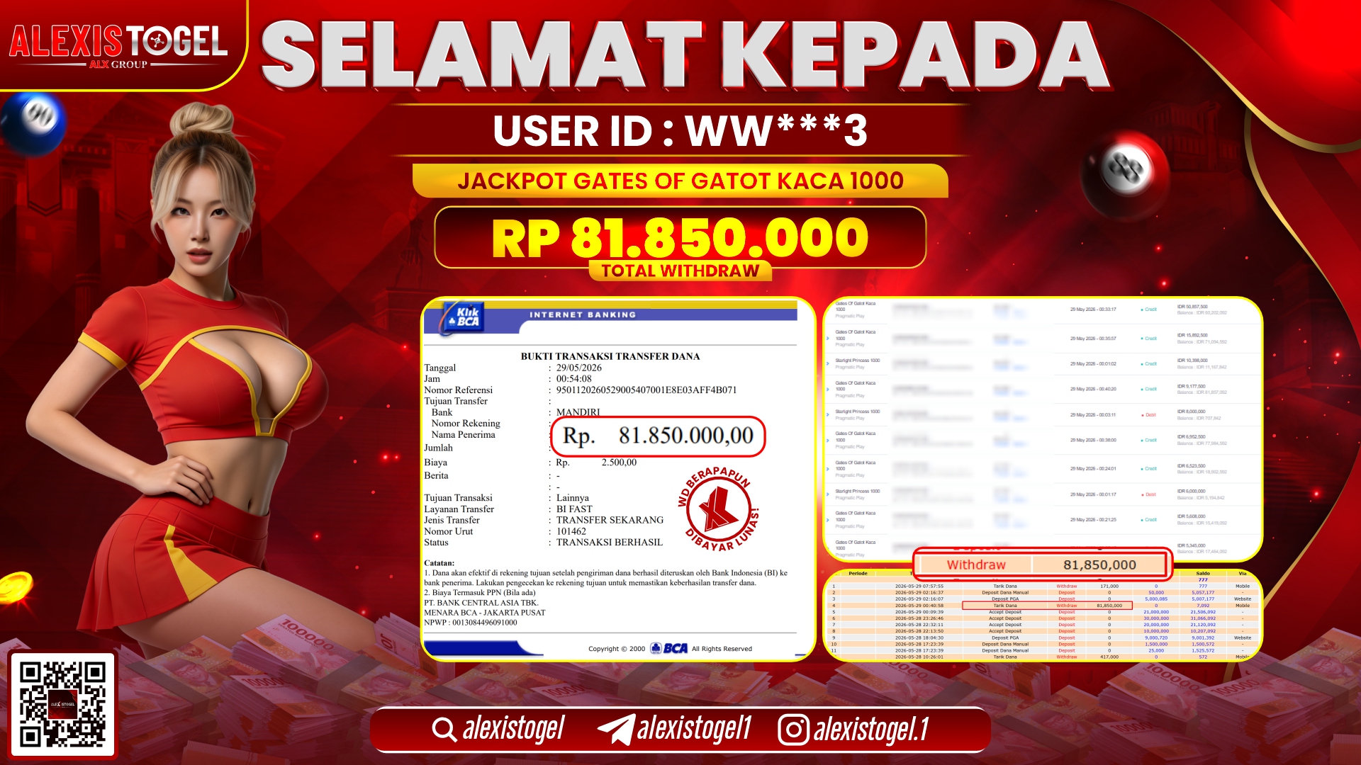 ALEXISTOGEL JACKPOT DI GATES OF GATOT KACA 1000 RP.81.850.000,- LUNAS