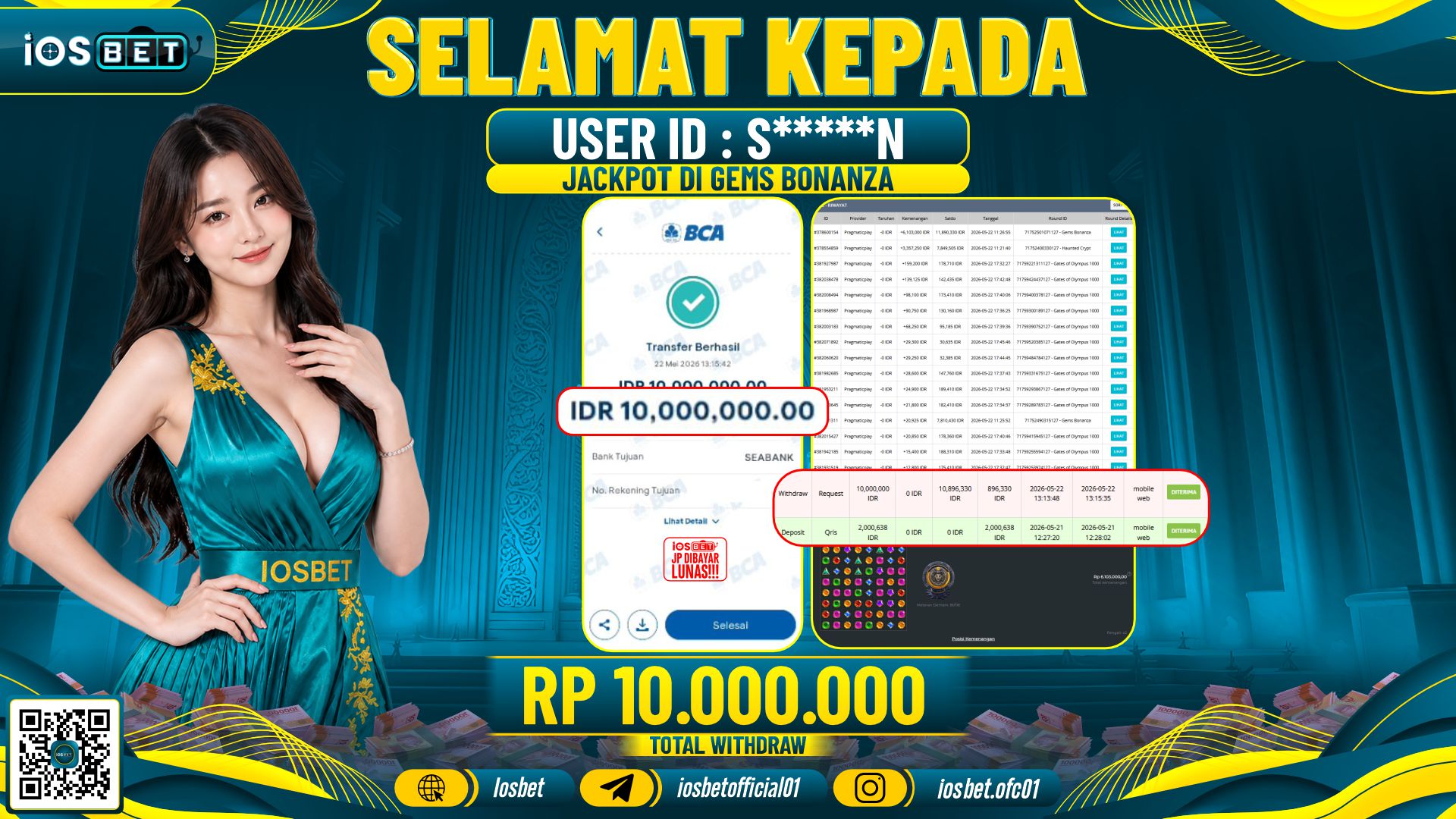 Bukti Pembayaran LUNAS SLOT GAME GACOR Rp.10.000.000,-
