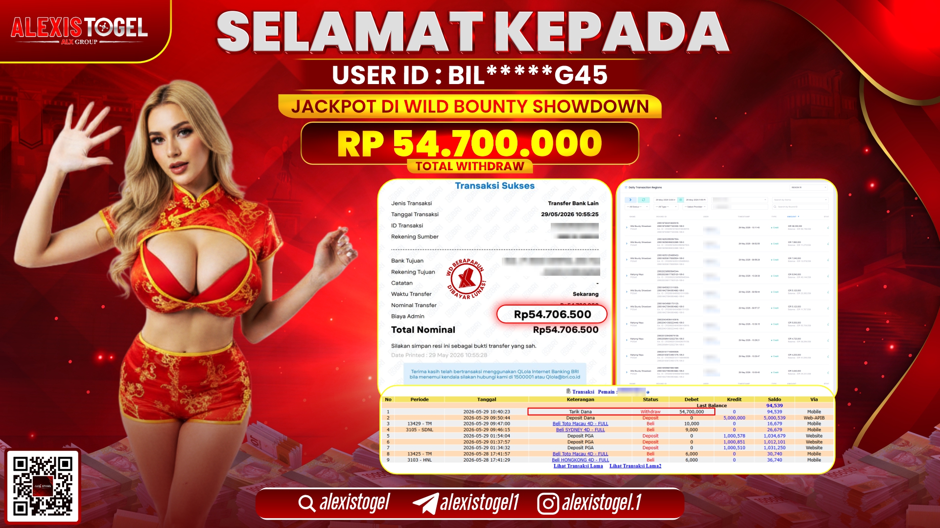 ALEXISTOGEL JACKPOT DI WILD BOUNTY SHOWDOWN RP.54.700.000,- LUNAS