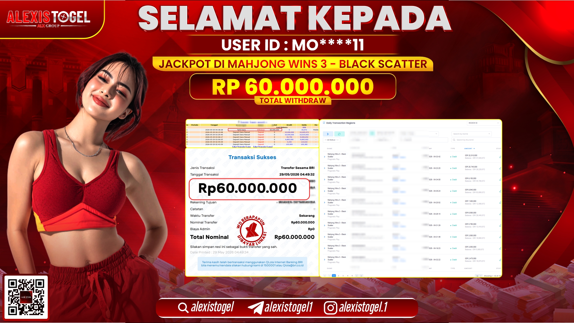 ALEXISTOGEL JACKPOT DI MAHJONG WINS 3-BLACK SCATTER RP.60.000.000,- LUNAS