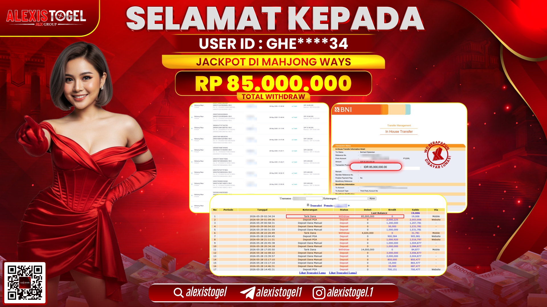 ALEXISTOGEL JACKPOT DI MAHJONG WAYS RP.85.000.000,- LUNAS