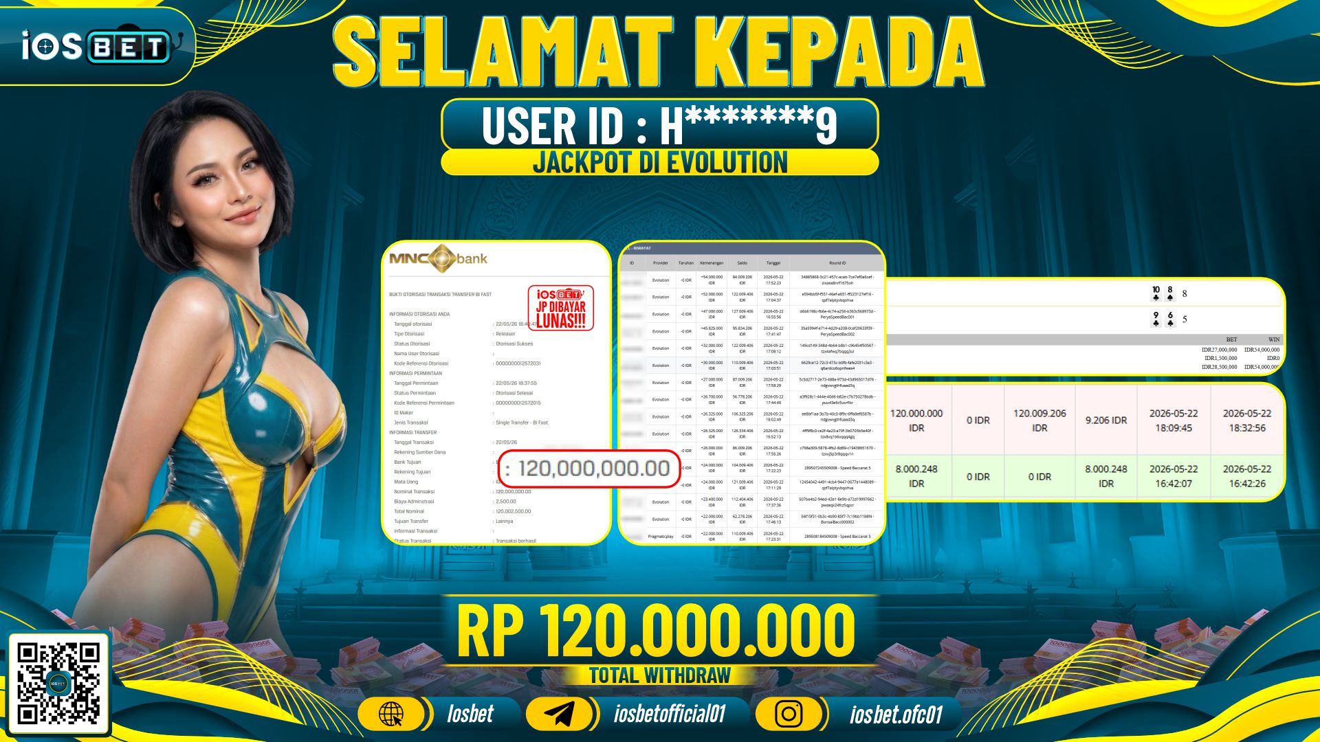 Bukti Pembayaran LUNAS LIVE GAME GACOR Rp.120.000.000,-