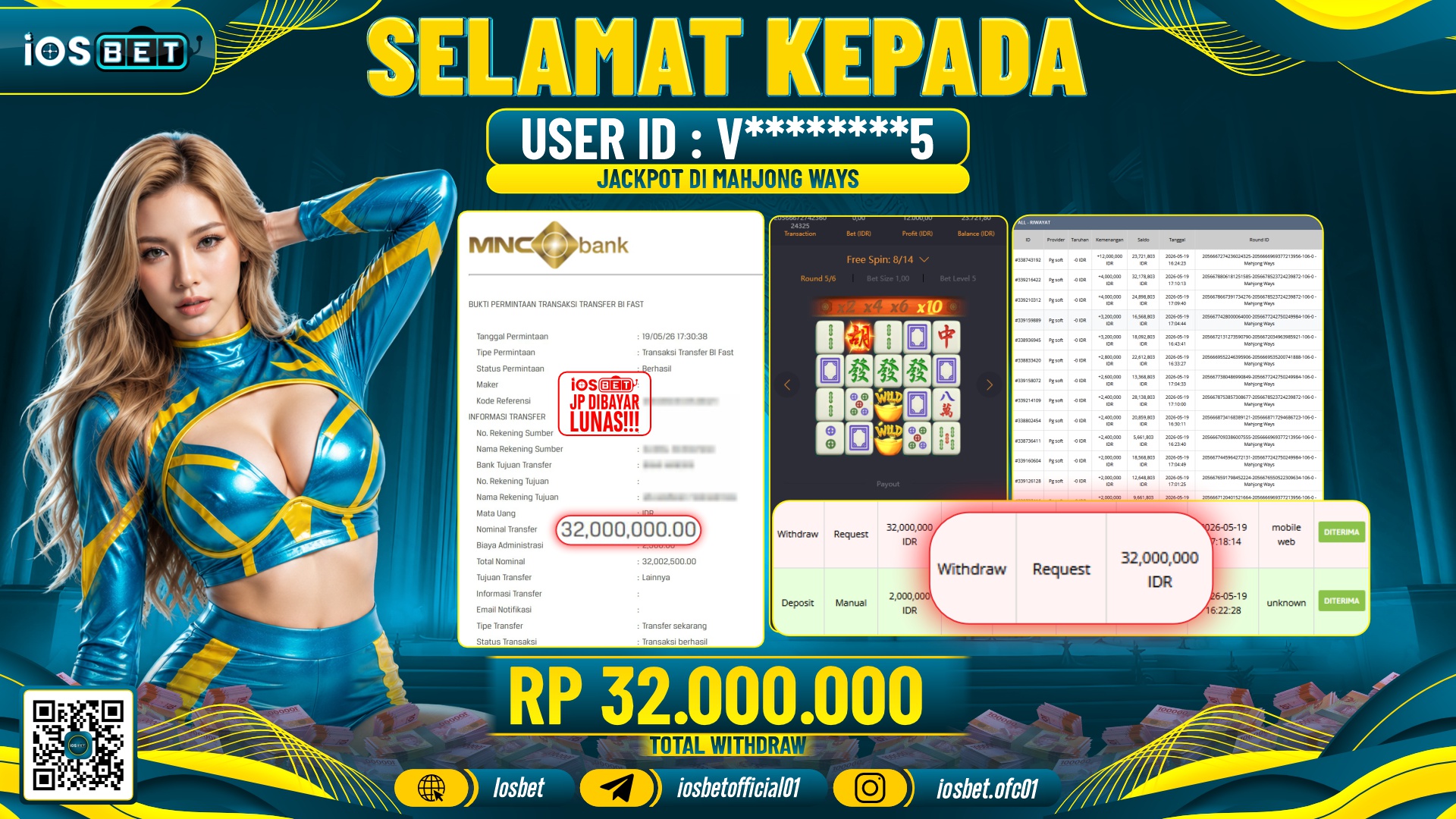 Bukti Pembayaran LUNAS SLOT GAME GACOR Rp.32.000.000,-