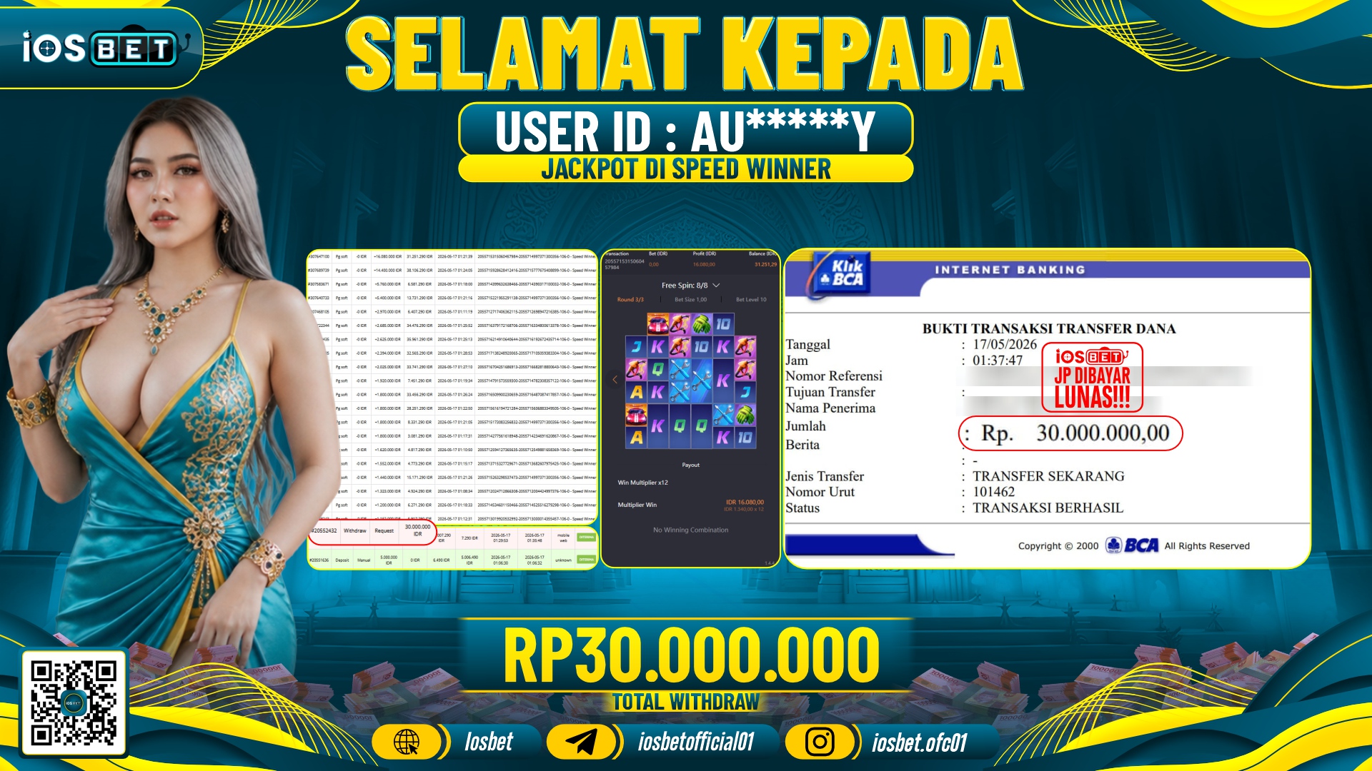Bukti Pembayaran LUNAS SLOT GAME GACOR Rp.30.000.000,-