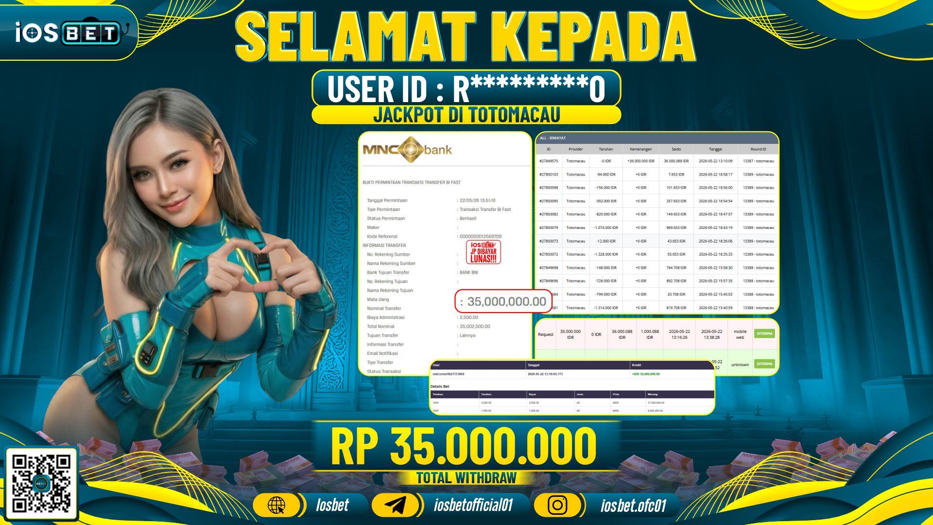 Bukti Pembayaran LUNAS LOTTO GAME GACOR Rp.35.000.000,-