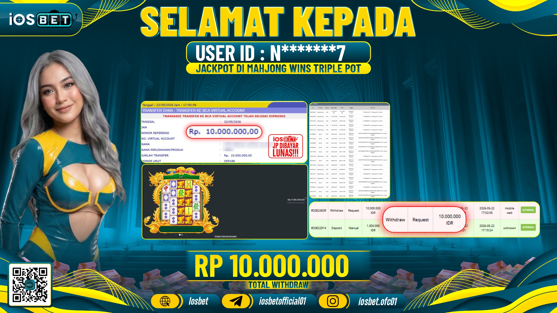 Bukti Pembayaran LUNAS SLOT GAME GACOR Rp.10.000.000,-