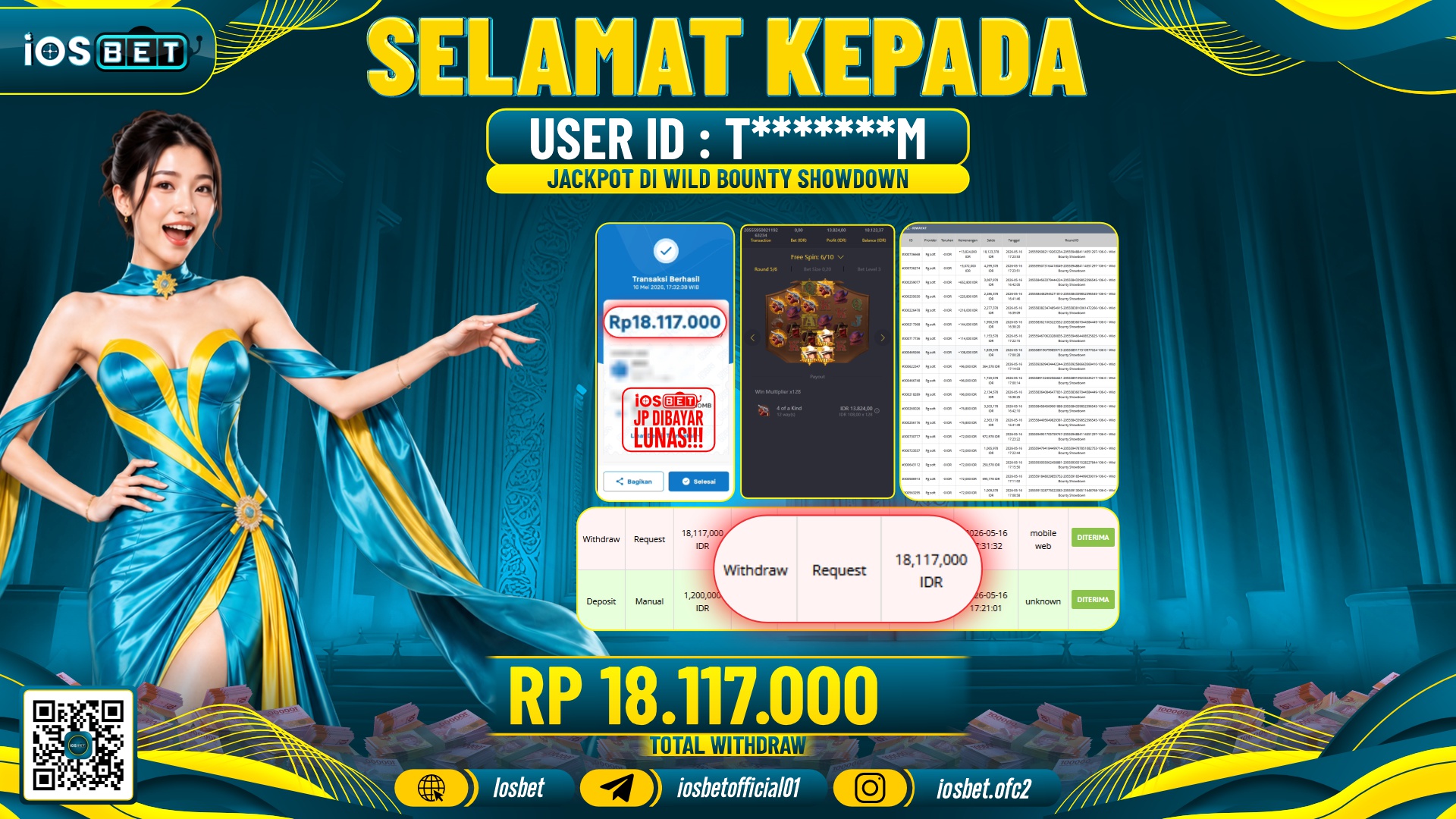 Bukti Pembayaran LUNAS SLOT GAME GACOR Rp.18.117.000,-