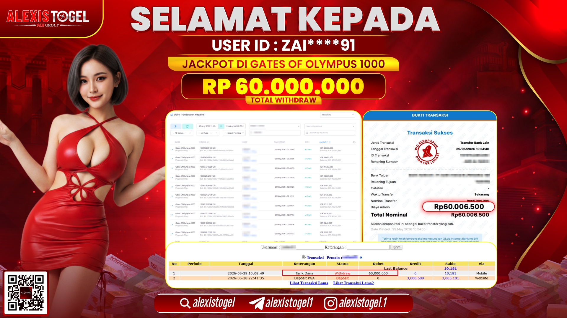 ALEXISTOGEL JACKPOT DI GATES OF OLYMPUS 1000 RP.60.000.000,- LUNAS
