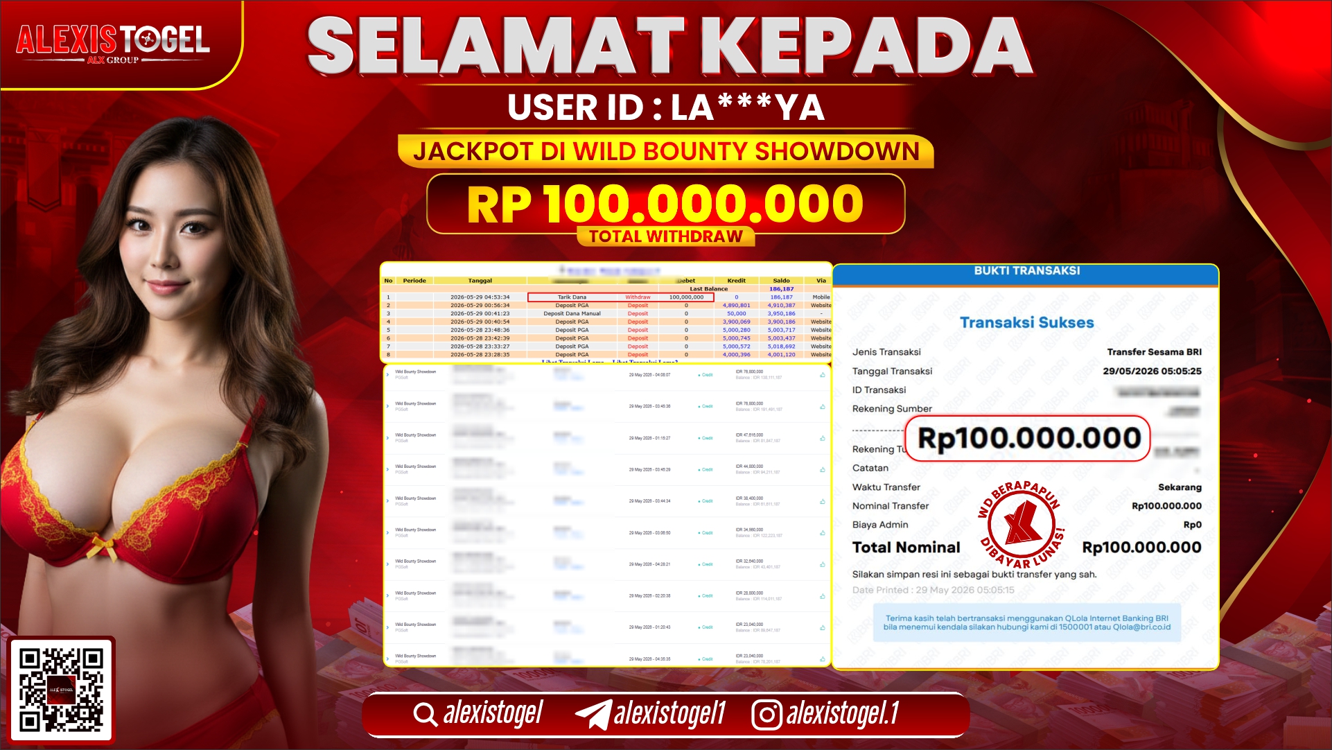 ALEXISTOGEL JACKPOT DI WILD BOUNTY SHOWDOWN RP.100.000.000,- LUNAS