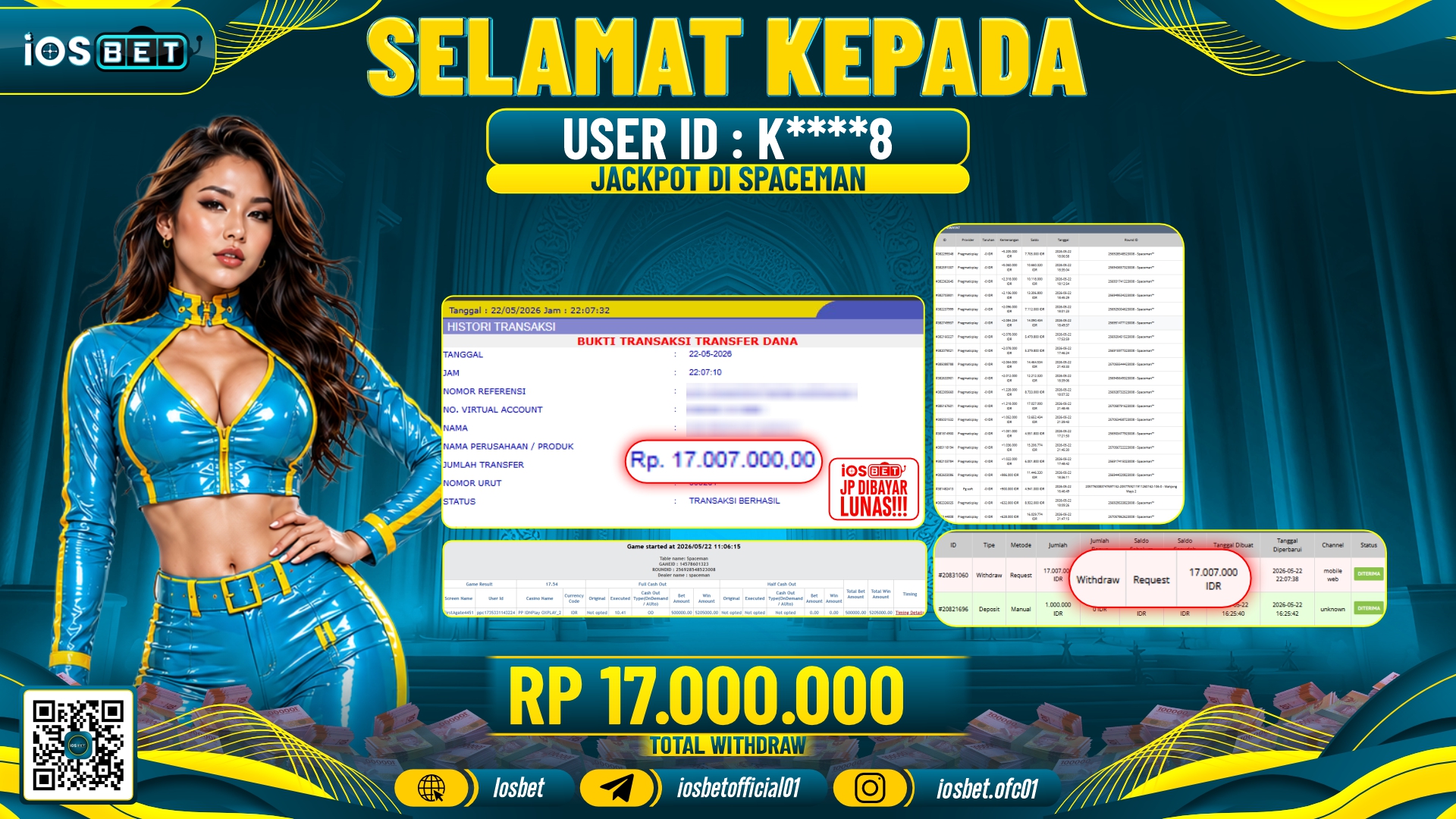 Bukti Pembayaran LUNAS LIVE GAME GACOR Rp.17.000.000,-