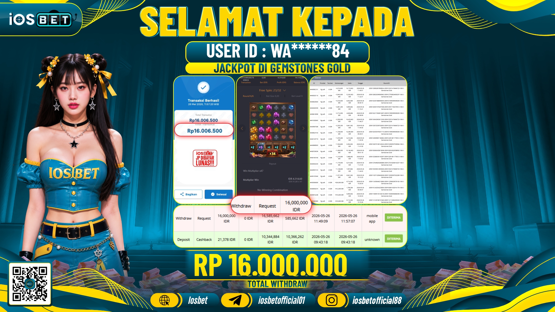 Bukti Pembayaran LUNAS SLOT GAME GACOR Rp.16.000.000,-