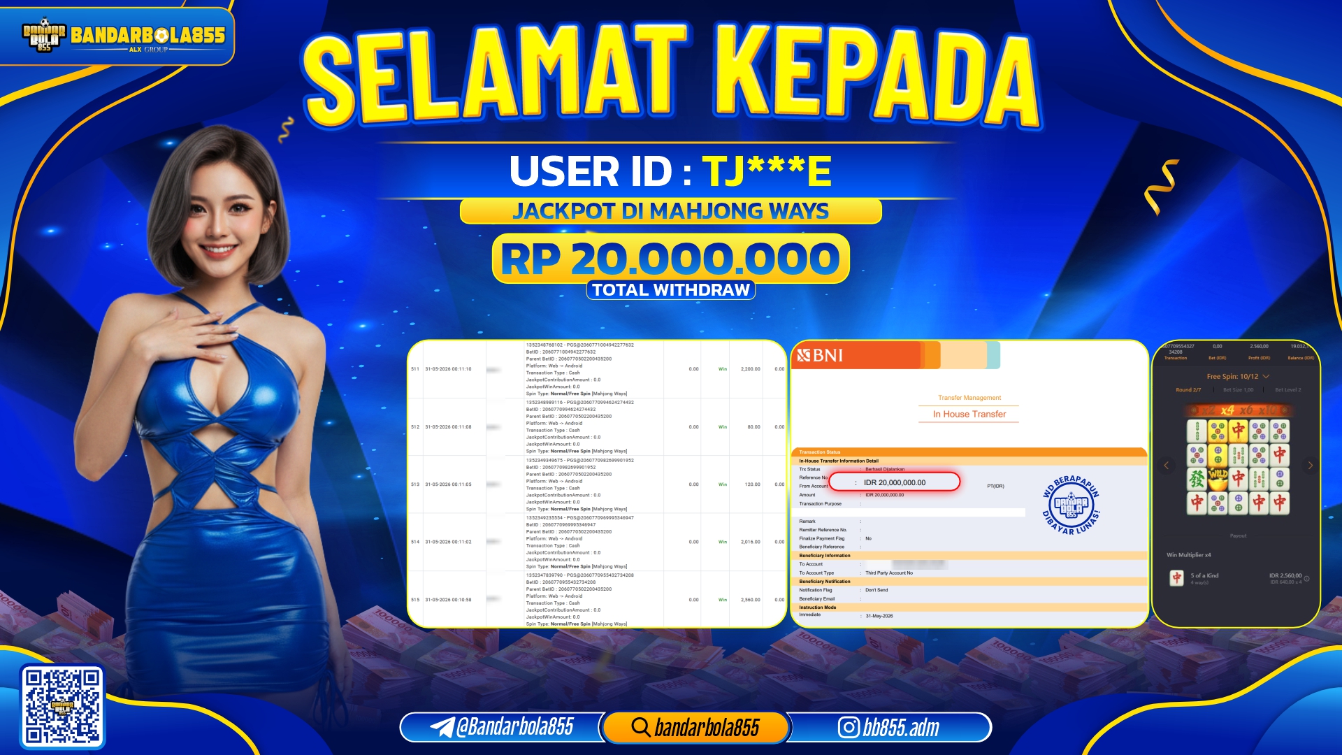 JACKPOT BANDARBOLA855 DI MAHJONG WAYS Rp20.000.000, - LUNAS🎖