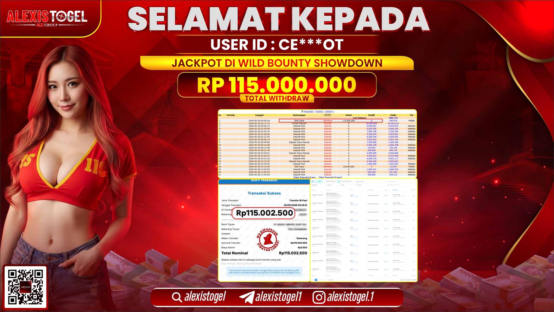 ALEXISTOGEL JACKPOT DI WILD BOUNTY SHOWDOWN RP.115.000.000,- LUNAS
