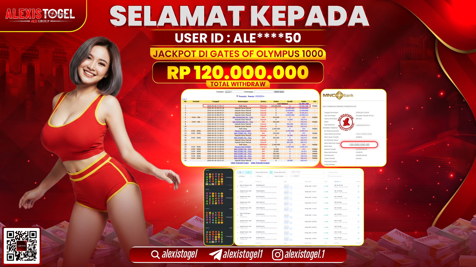 ALEXISTOGEL JACKPOT DI GATES OF OLYMPUS 1000 RP.120.000.000,- LUNAS
