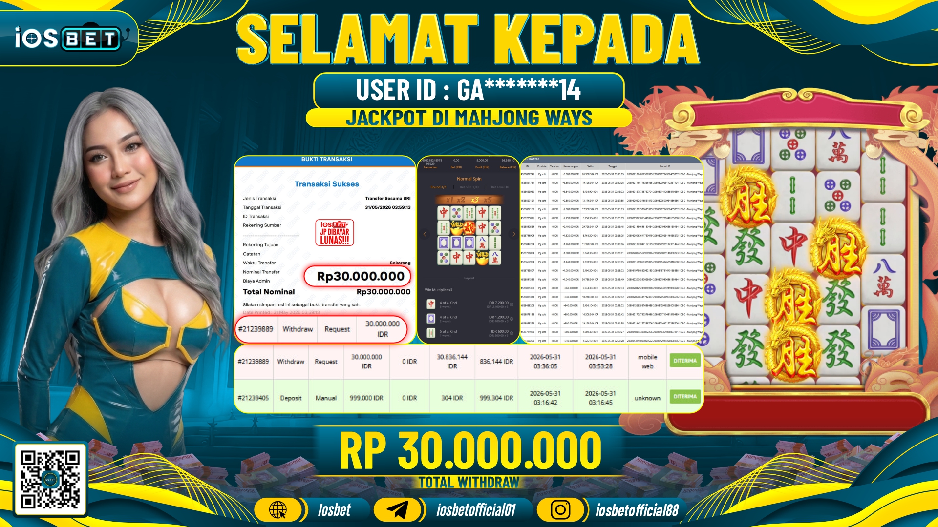 Bukti Pembayaran LUNAS SLOT GAME GACOR Rp.30.000.000,-
