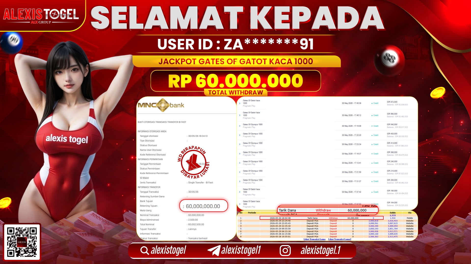 ALEXISTOGEL JACKPOT DI GATES OF GATOT KACA 1000 RP.60.000.000,- LUNAS