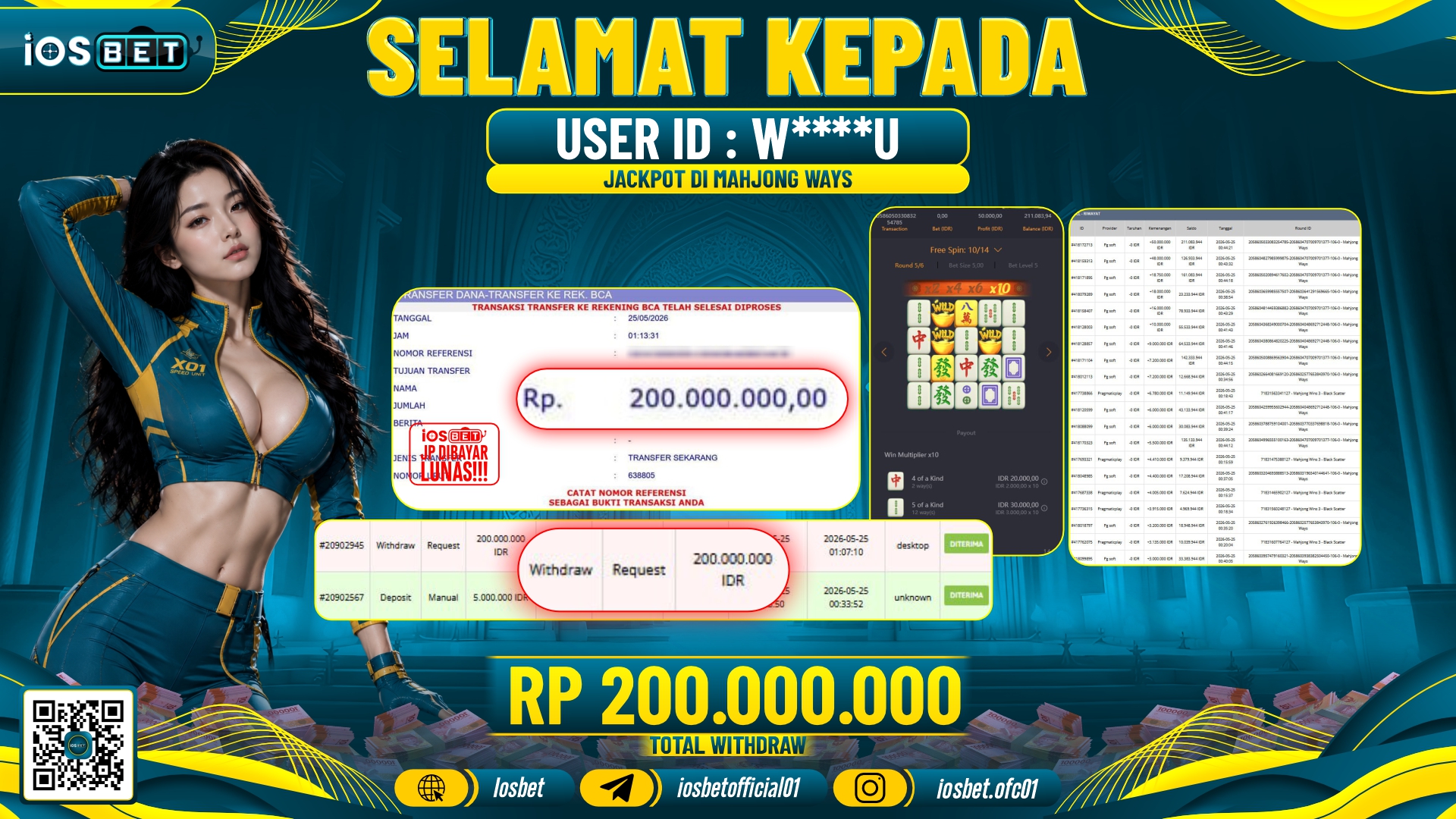 Bukti Pembayaran LUNAS SLOT GAME GACOR Rp.200.000.000,-