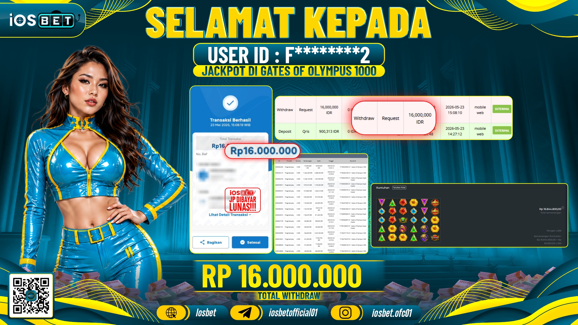 Bukti Pembayaran LUNAS SLOT GAME GACOR Rp.16.000.000,-