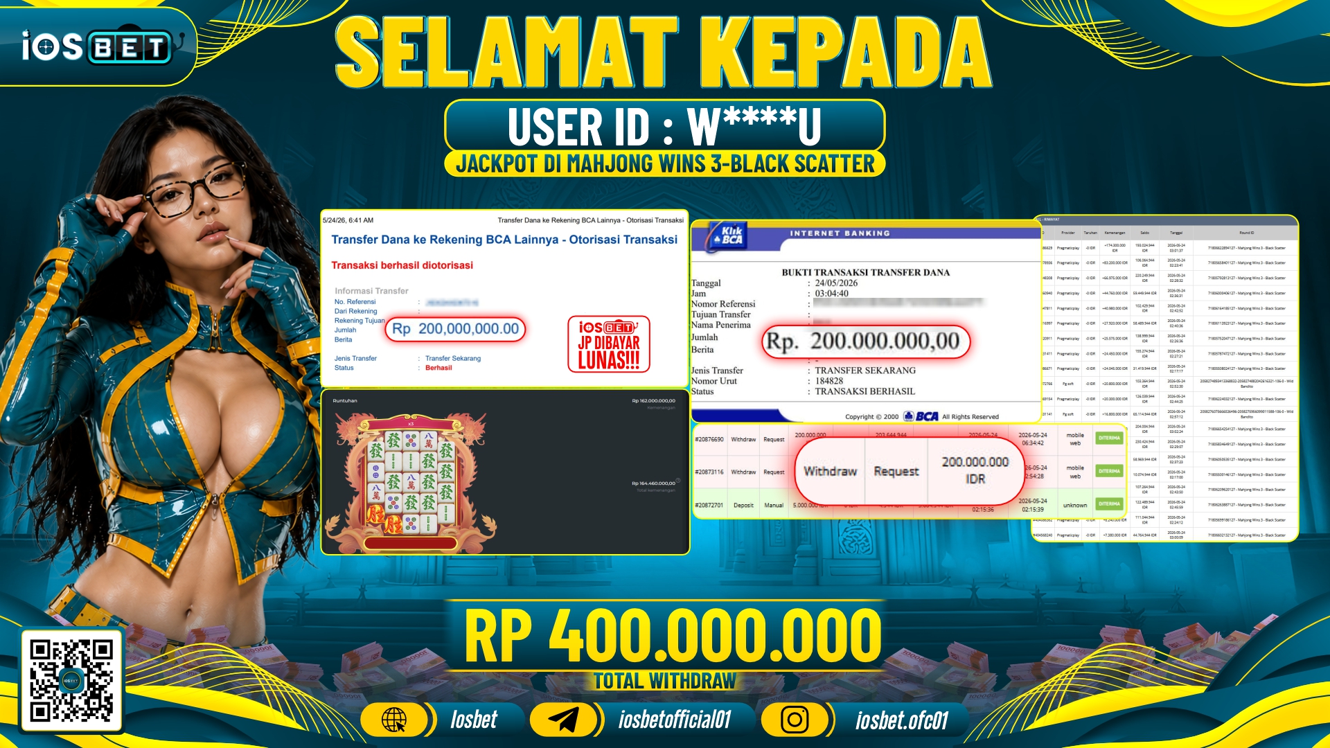 Bukti Pembayaran LUNAS SLOT GAME GACOR Rp.400.000.000,-