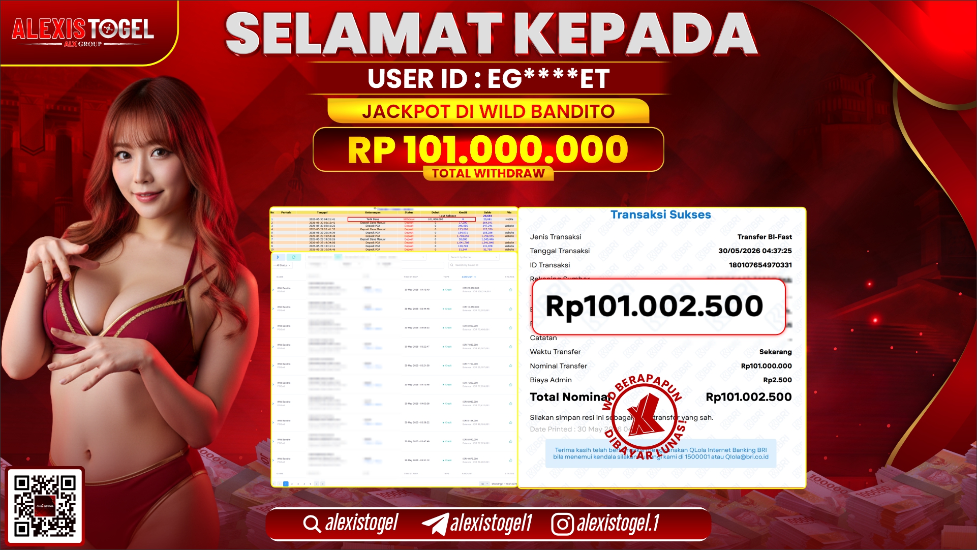 ALEXISTOGEL JACKPOT DI WILD BANDITO RP.101.000.000,- LUNAS