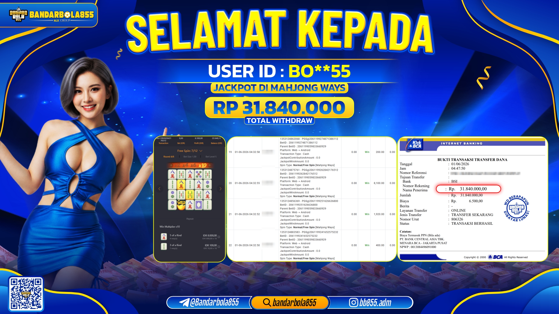 JACKPOT BANDARBOLA855 DI MAHJONG WAYS Rp31.840.000, - LUNAS🎖