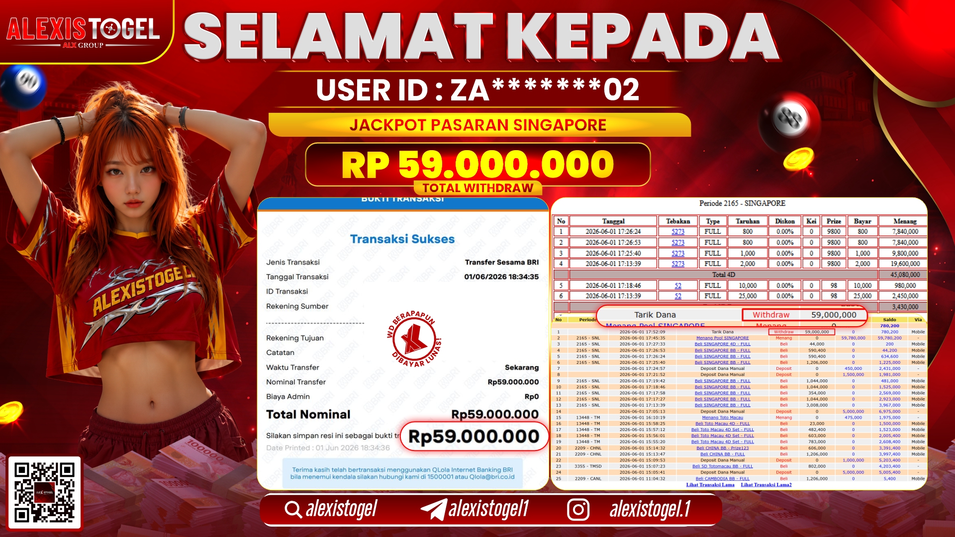 ALEXISTOGEL JACKPOT DI PASARAN SINGAPORE RP.59.000.000,- LUNAS