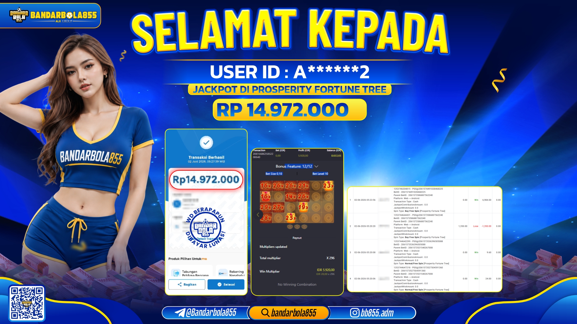 JACKPOT BANDARBOLA855 DI PROSPERITY FORTUNE TREE Rp14.972.000, - LUNAS🎖