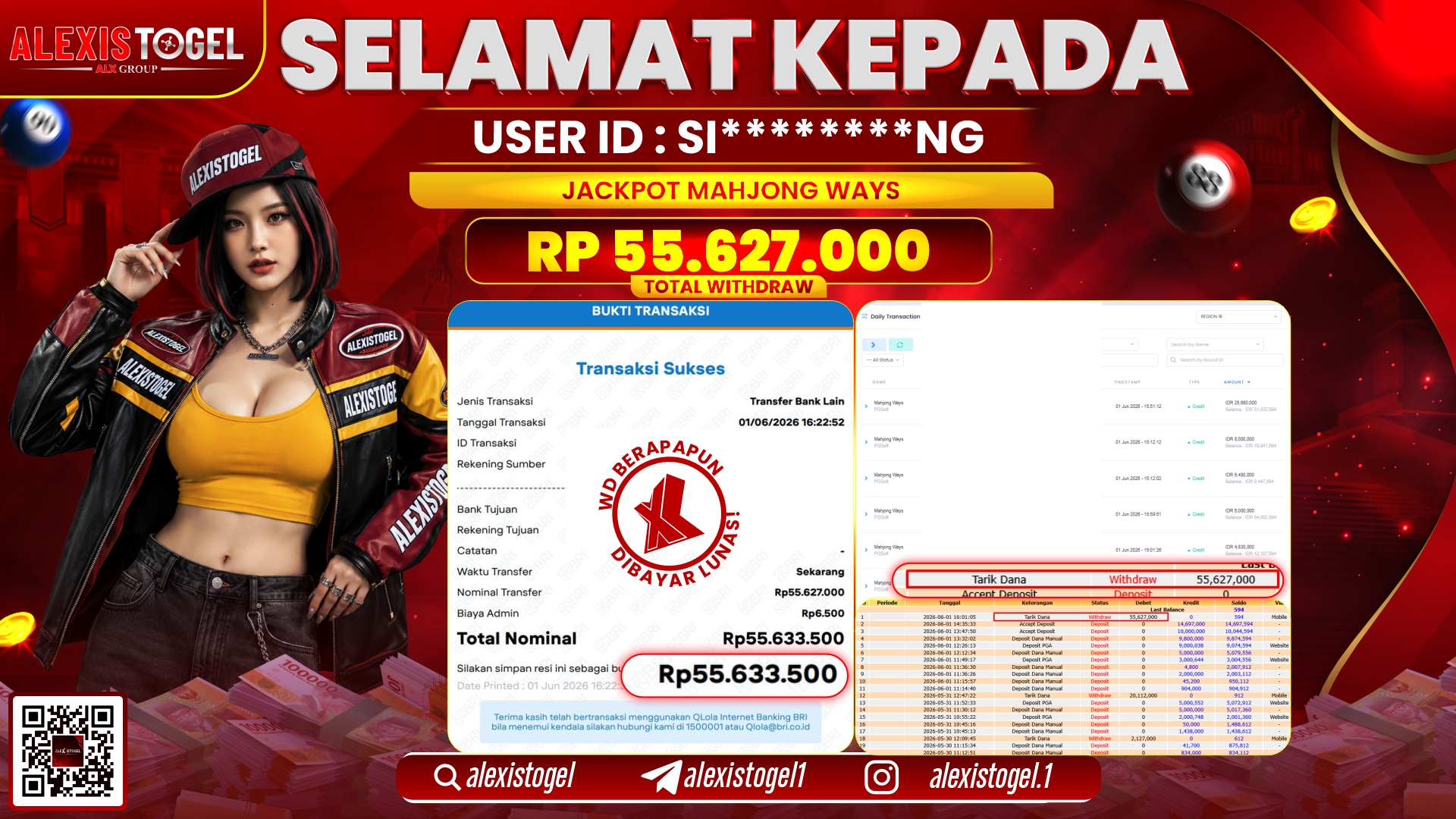 ALEXISTOGEL JACKPOT DI MAHJONG WAYS RP.55.627.000,- LUNAS