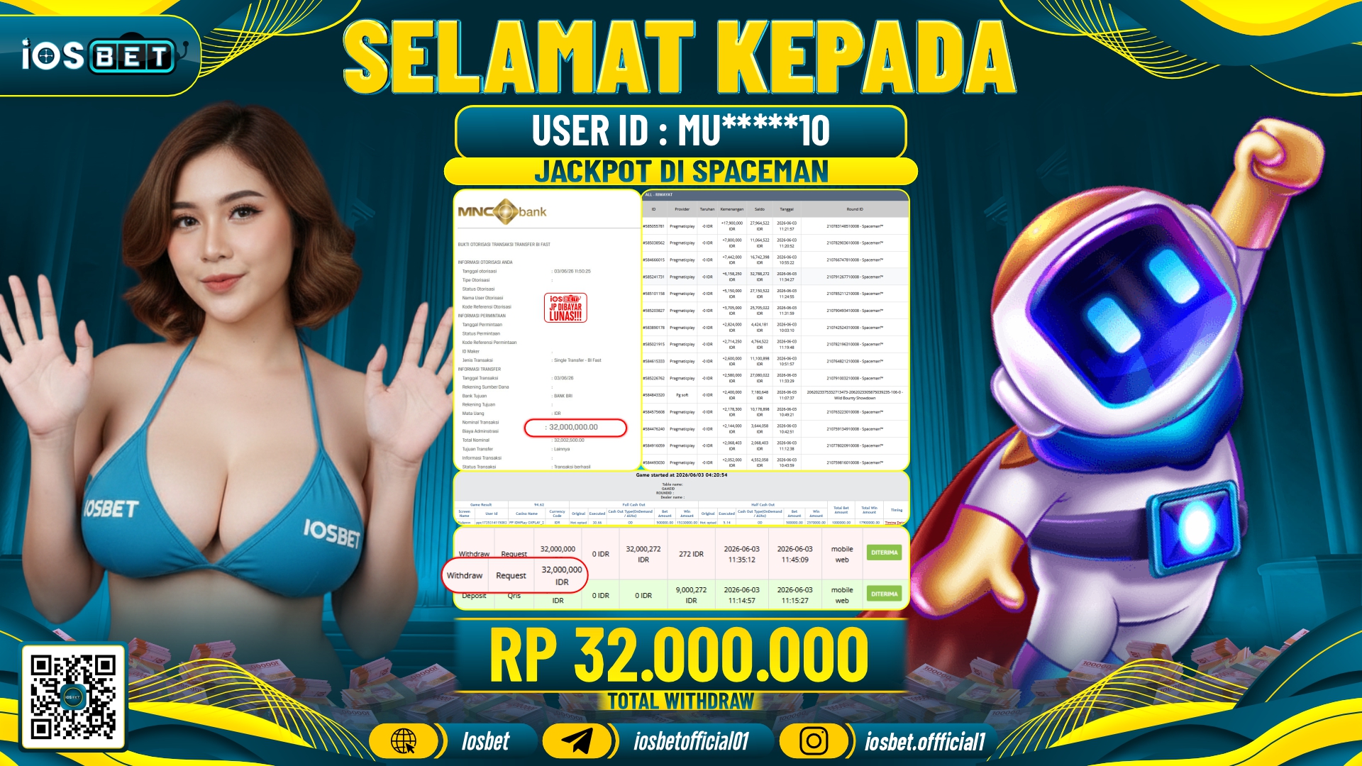 Bukti Pembayaran LUNAS LIVE GAME GACOR Rp.32.000.000,-