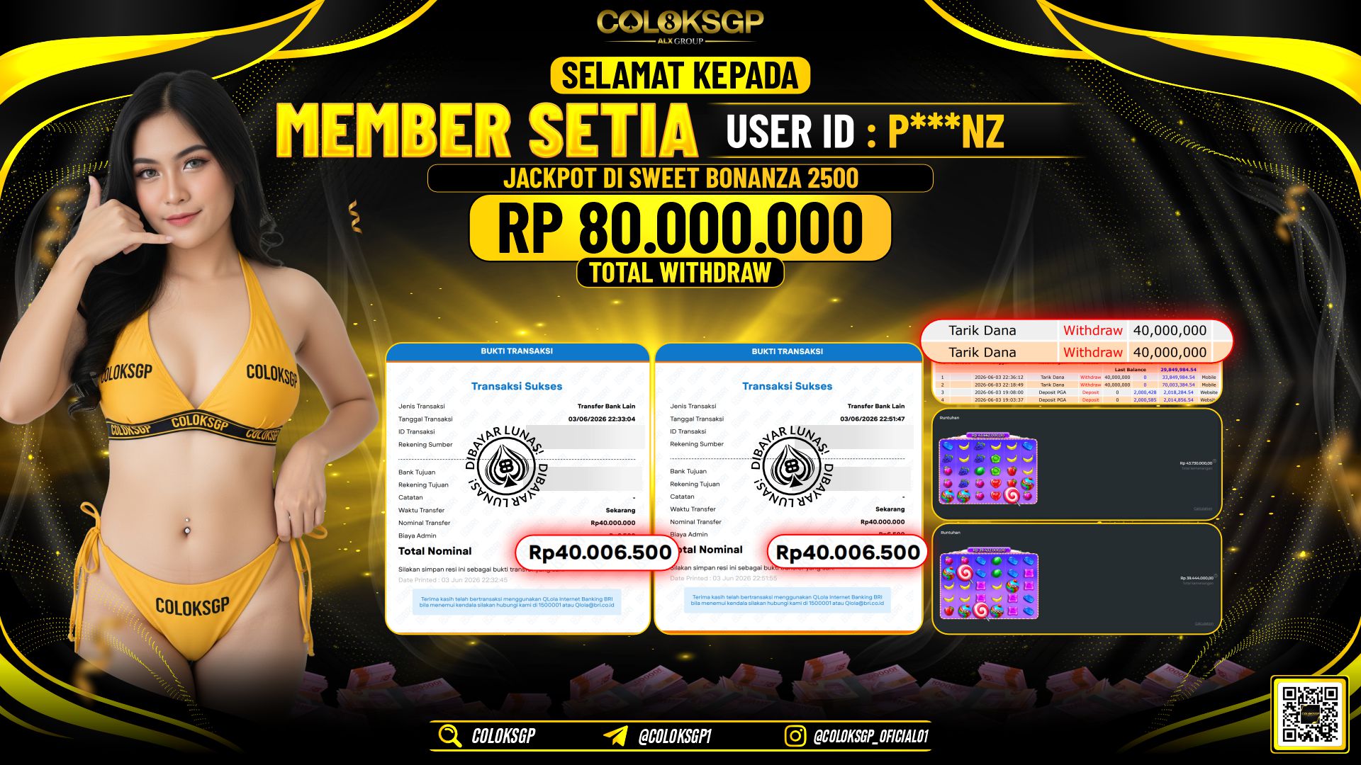 COLOKSGP JACKPOT PRAGMATIC PLAY - SWEET BONANZA 2500