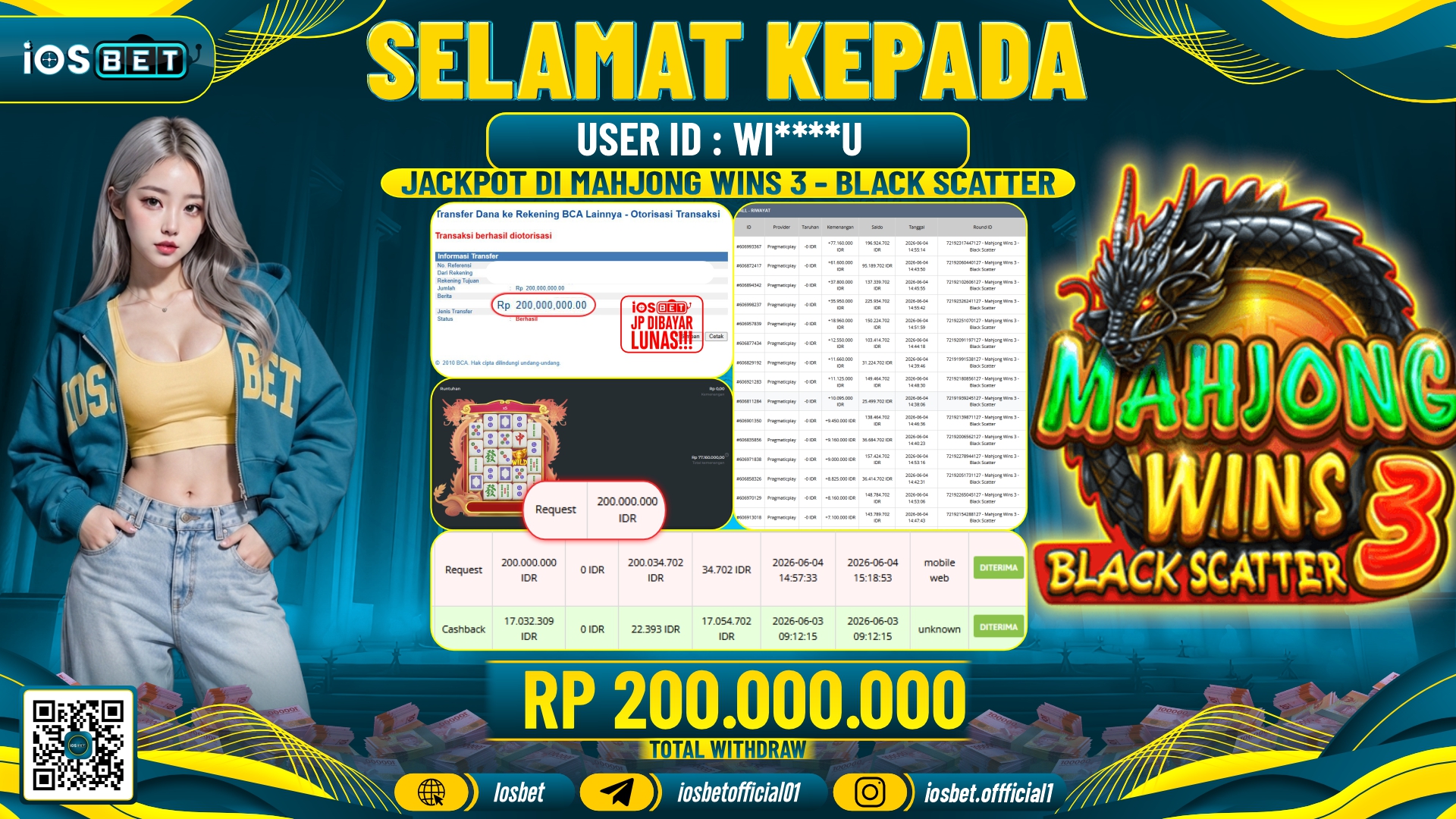 Bukti Pembayaran LUNAS SLOT GAME GACOR Rp.200.000.000,-