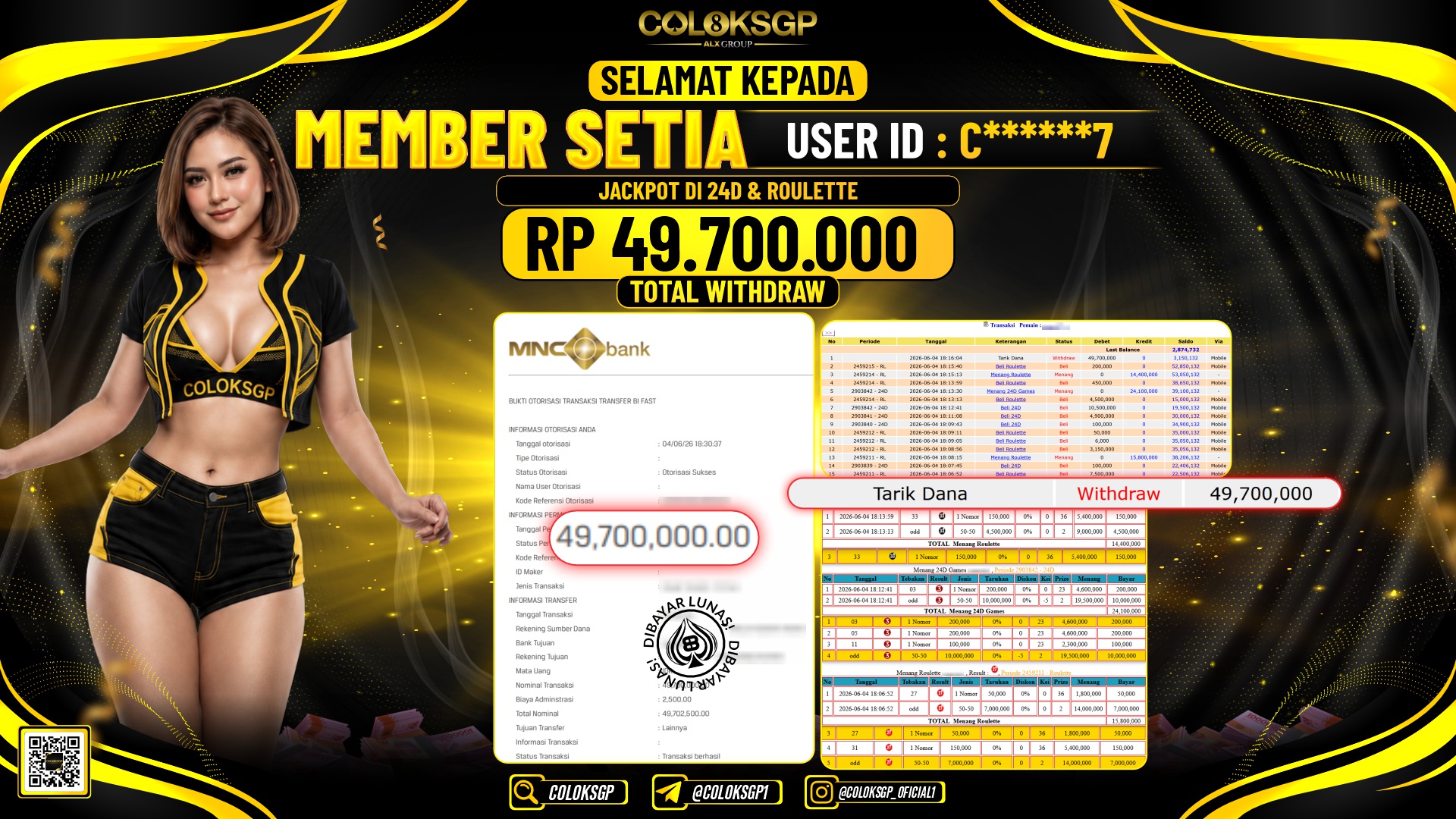 COLOKSGP JACKPOT IDNLIVE - 24D & ROULETTE