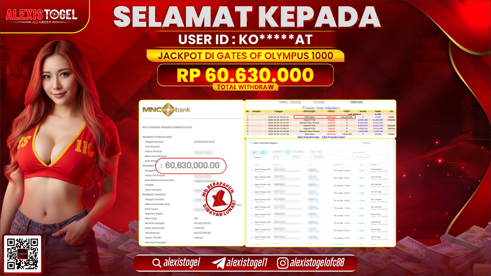 ALEXISTOGEL JACKPOT DI GATES OF OLYMPUS 1000 RP.60.630.000,- LUNAS