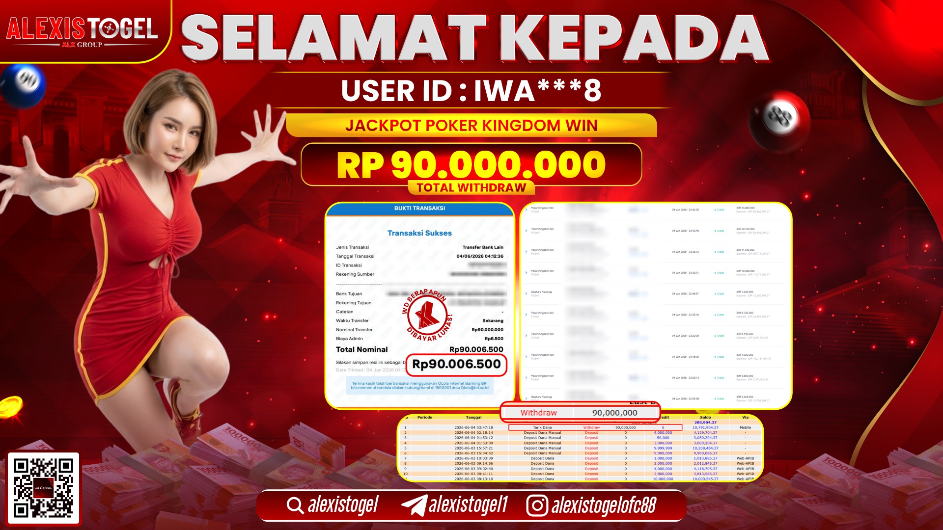 ALEXISTOGEL JACKPOT DI POKER KINGDOM WIN RP.90.000.000,- LUNAS