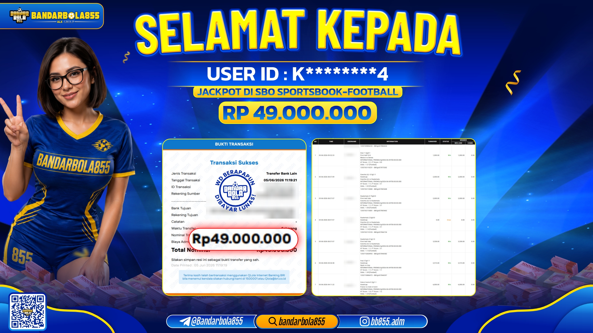 JACKPOT BANDARBOLA855 DI SBO SPORTSBOOK_FOOTBALL Rp49.000.000, - LUNAS🎖
