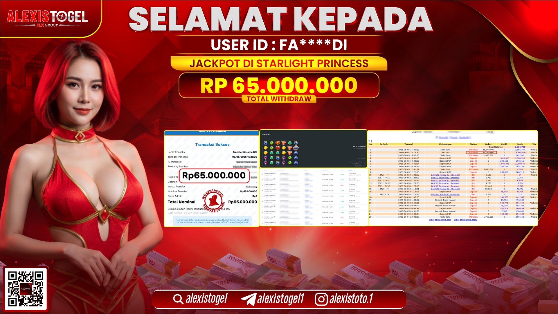 ALEXISTOGEL JACKPOT DI STARLIGHT PRINCESS RP.65.000.000,- LUNAS