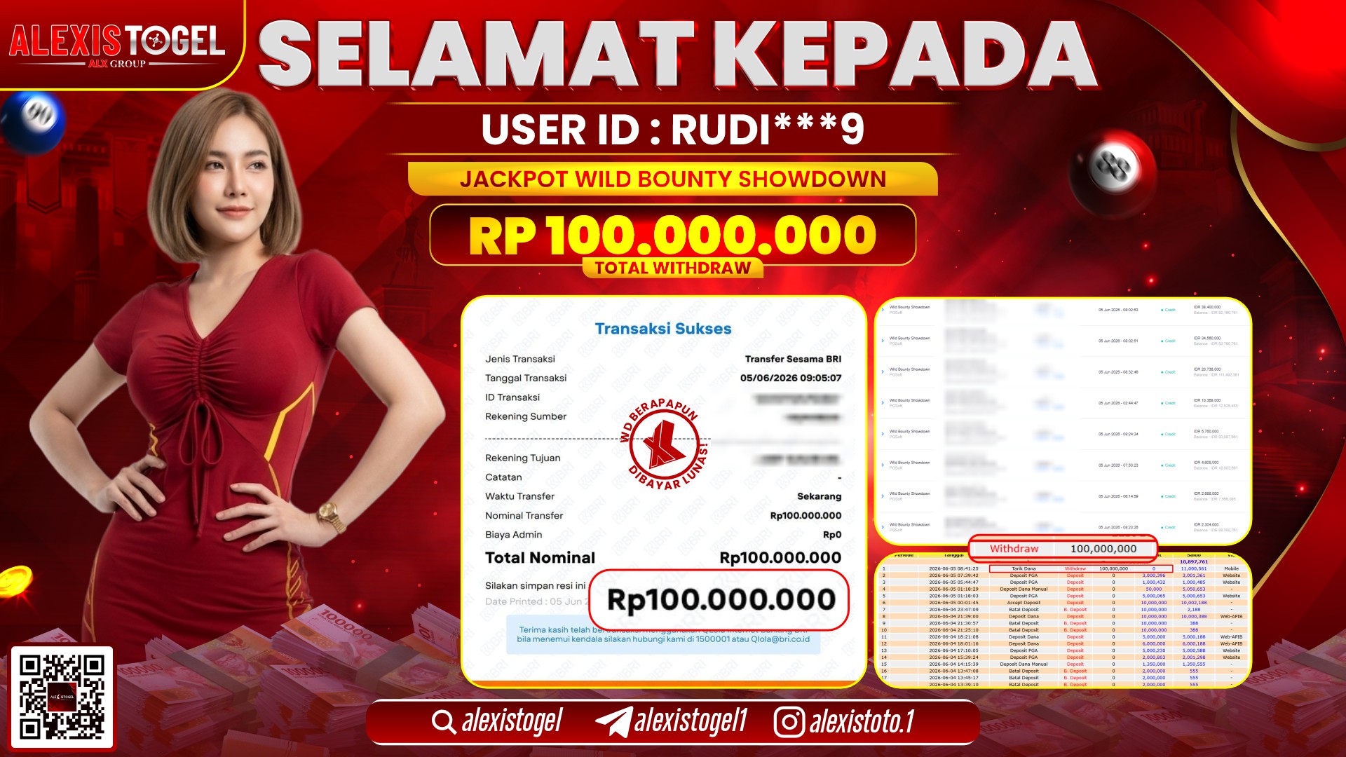 ALEXISTOGEL JACKPOT DI WILD BOUNTY SHOWDOWN RP.100.000.000,- LUNAS
