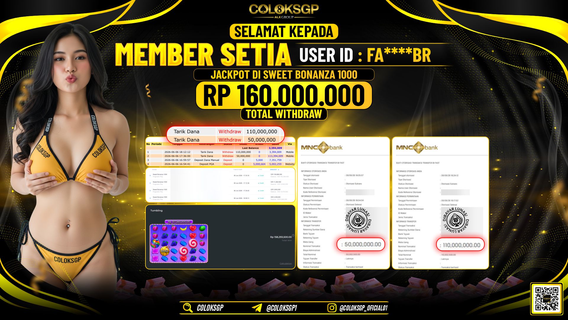 COLOKSGP JACKPOT PRAGMATIC PLAY - SWEET BONANZA 1000